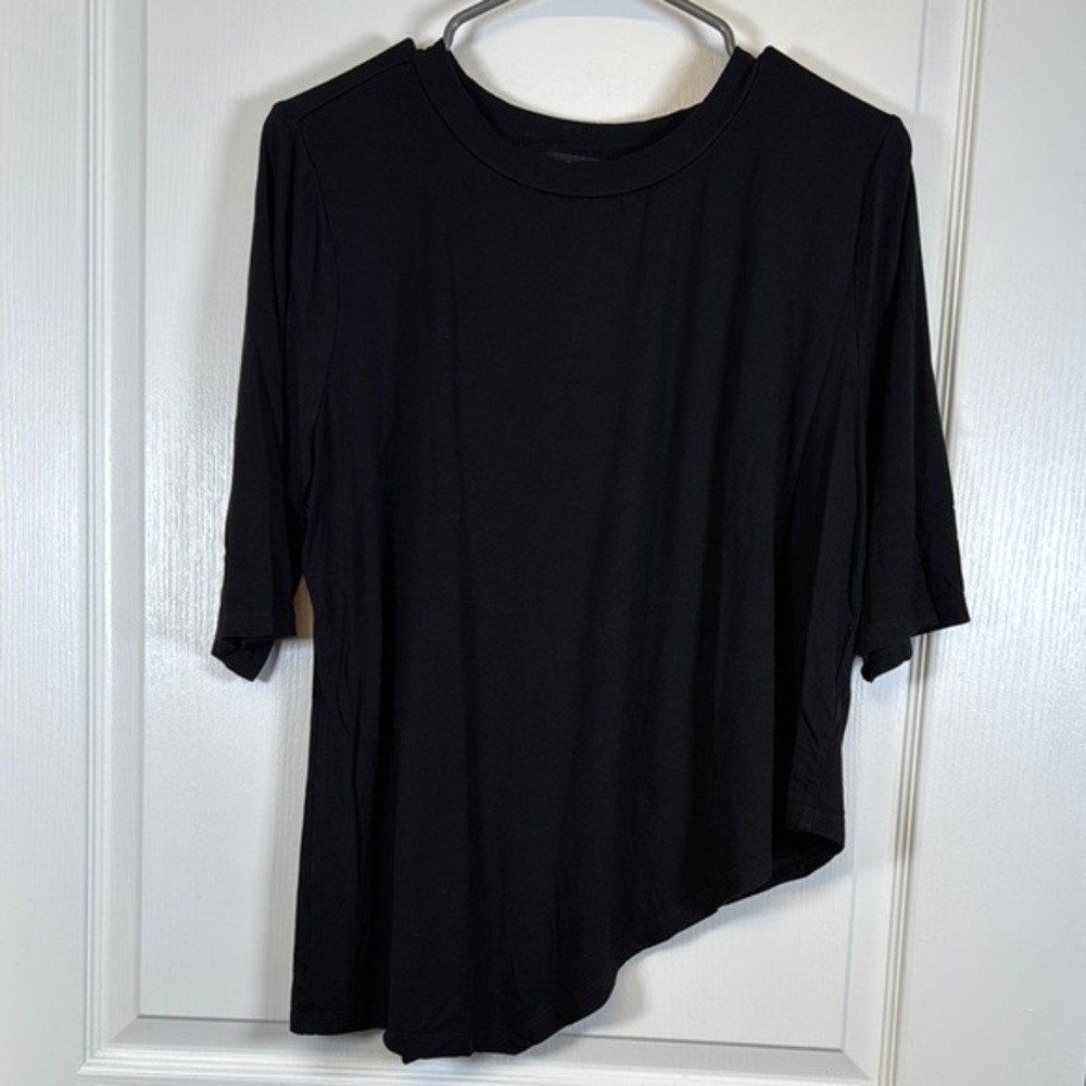 Eloquii Black Half Sleeve Asymmetrical Tunic Blouse Size 18/20 EUC #5633